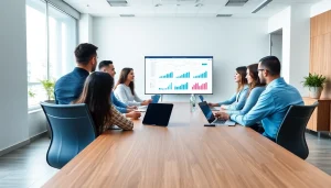 Beoordeling van de digitale marketingstrategieën op https://nugevonden.nl met een divers team in actie.