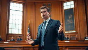 Engaging personal injury lawyer at https://www.wcfjustice.com persuading a jury in court
