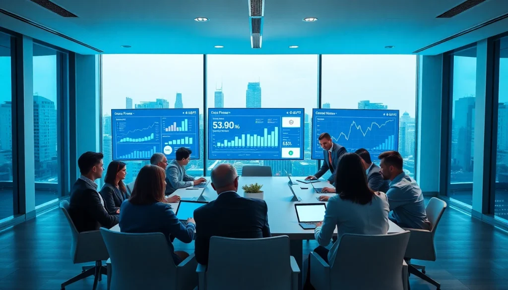 Business professionals engaging with Logo ERP software in a modern office setting.