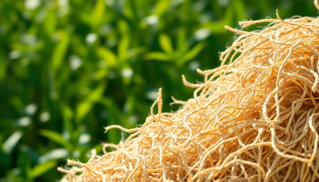 Jute fiber displayed prominently showcasing its unique, coarse texture in natural settings.