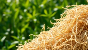 Jute fiber displayed prominently showcasing its unique, coarse texture in natural settings.