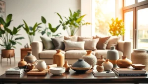 Showcase diverse home decor items inspired by https://nugevonden.nl in a beautifully arranged living room.