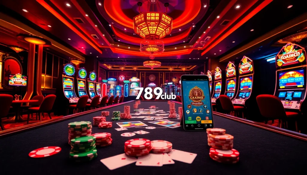 Engaging poker game scene inviting players to tải 789club for thrilling gambling fun.