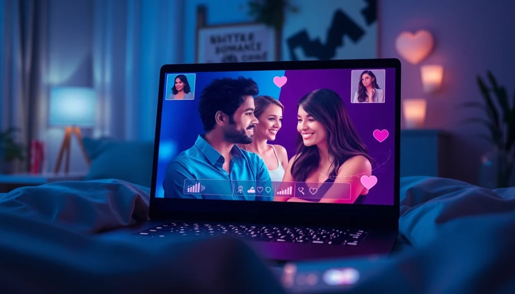 A digital interface showcasing sex AI avatars in a cozy setting reflecting modern intimacy.