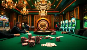 Players enjoying a thrilling gaming experience at Go8 casino with poker and roulette tables.