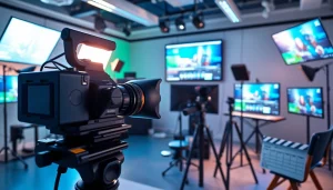 Capture of a video production company Calgary studio showcasing advanced equipment and creative setup.