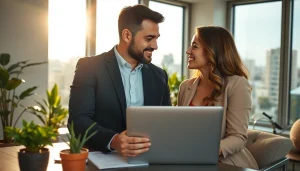 Couple exploring residence options in Albania with supportive documents.