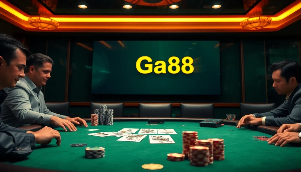 Experience the thrill of gambling at Ga888 with rich poker table visuals and engaging card action.