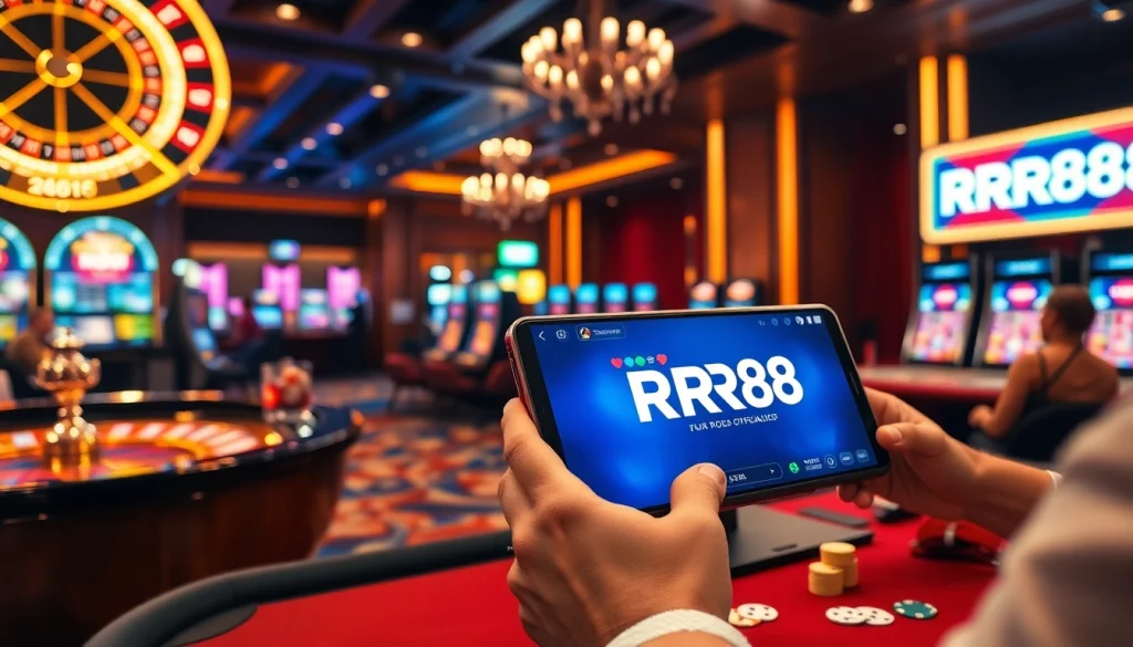 Players enjoying thrilling games at RR88 casino, featuring stunning roulette and slots.
