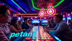 Menampilkan pemain yang menikmati permainan di platform petani toto dengan suasana yang energik.