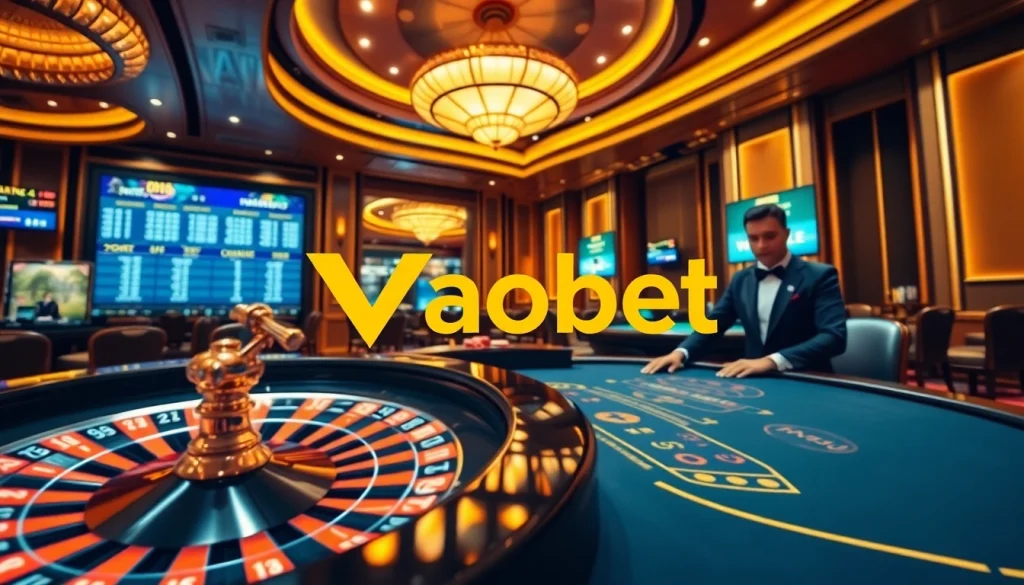 Experience thrilling games at Vaobet’s luxurious casino tables and vibrant atmosphere.