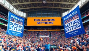 Engaged fans enjoying Oklahoma sports betting event in vibrant stadium setting.