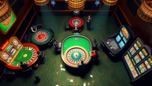 Players winning at Roo99 Casino with vibrant poker tables and exciting slot machines.