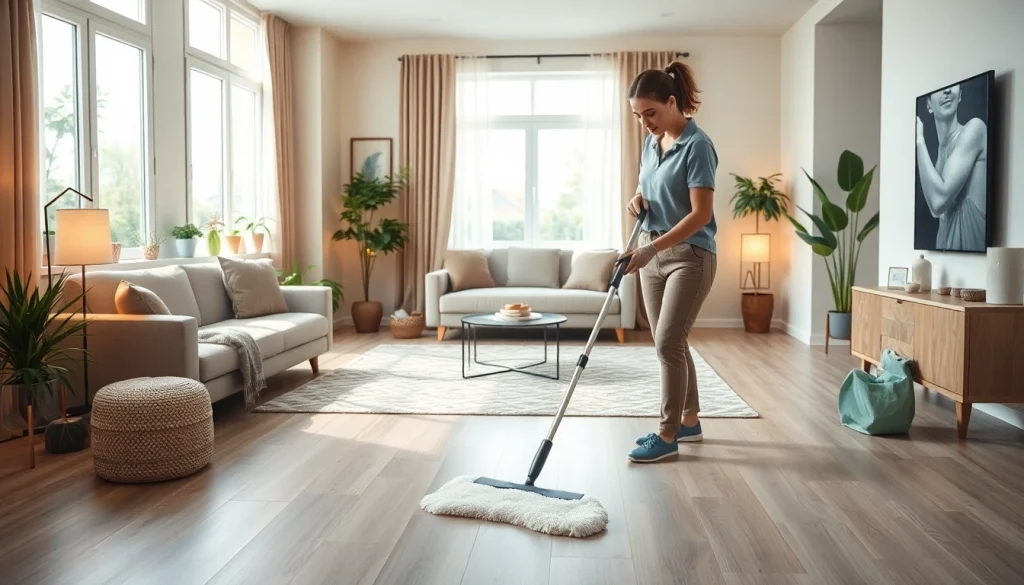 Enhance your cleaning service quality with professional help in a well-lit modern home.