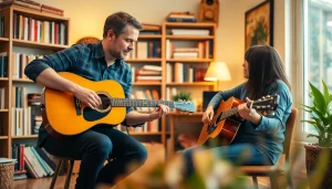 Learn guitar techniques with a professional from https://guitarlessons.co.uk in a cozy home studio.