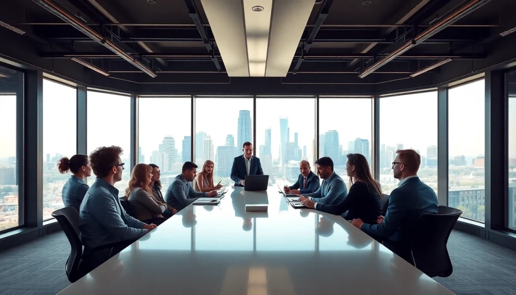 Engagement among diverse professionals in a business setting fostering collaboration and innovation.