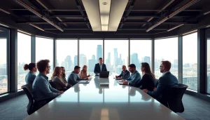 Engagement among diverse professionals in a business setting fostering collaboration and innovation.