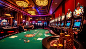 Experience thrilling 7m poker action at a luxurious casino table, featuring vibrant gameplay.