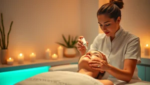 Experience the RejuvaGlow Facial application with a tranquil spa setting.
