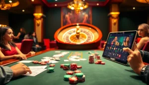 Experience the thrill of gambling with the Link THABET at a luxurious casino poker table.