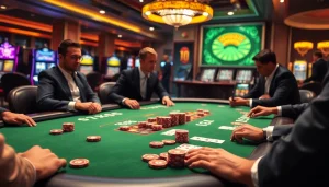 TX88 poker table scene with engaged players and vibrant casino lights