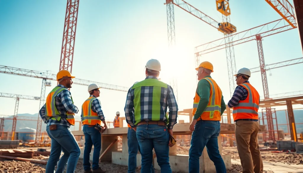 Builders collaborating on a site representing construction association colorado