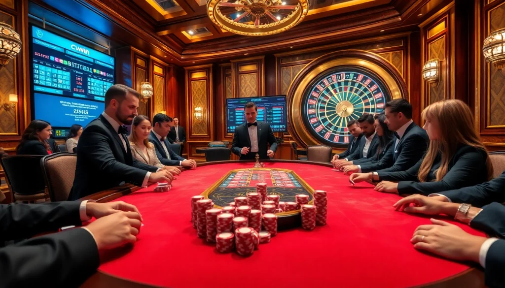 Experience thrilling high-stakes poker with cwin chips and a luxurious casino atmosphere.