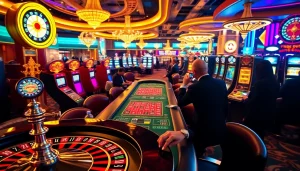 Experience the thrill of gambling at okfun casino with vibrant tables and excited players.