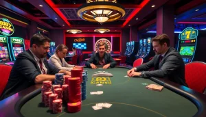Experience the thrilling gameplay of 888VI at a luxurious poker table with vibrant casino elements.