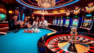 C168 players experiencing thrilling gambling action at a luxurious casino table.