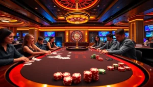 Engage in thrilling casino gameplay at https://xx88.promo/, featuring a vibrant poker table and colorful chips.