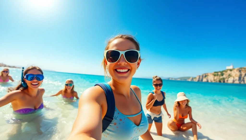 다타니스레.com의 해변에서 즐기는 여행자의 활기찬 모습