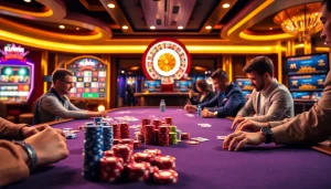 Experience thrilling action with kuwin com on a vibrant casino poker table filled with chips and cards.