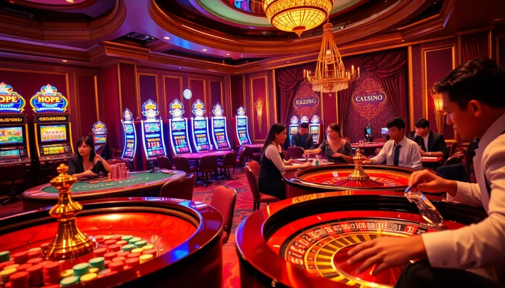 Engaging TV88 casino experience with vibrant tables, chips, and roulette wheel excitement.