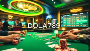 Experience thrilling casino action at DOLA789 with vibrant poker tables and roulette.