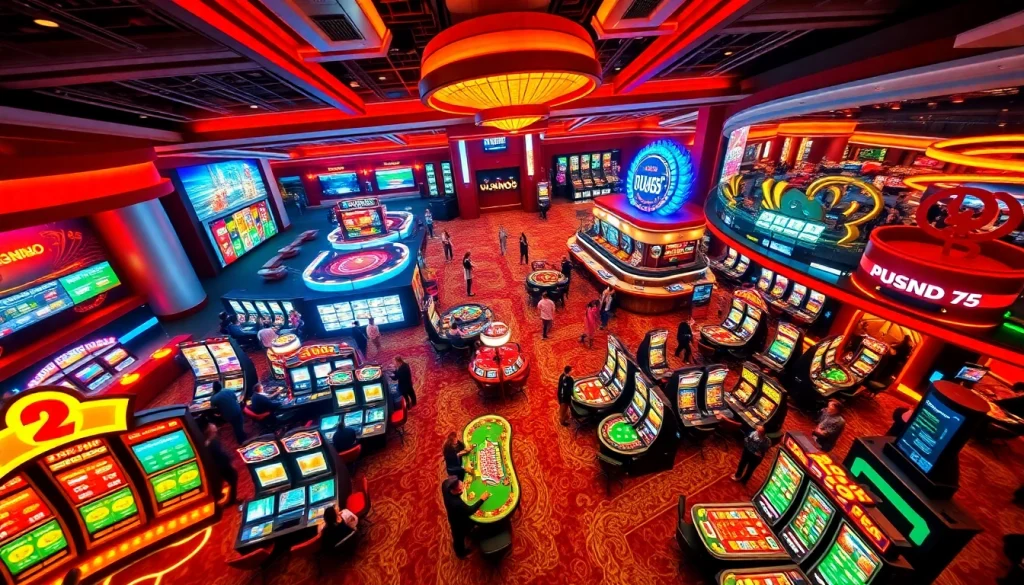 Exciting UU88 casino scene featuring vibrant games and engaged players in a lively atmosphere.