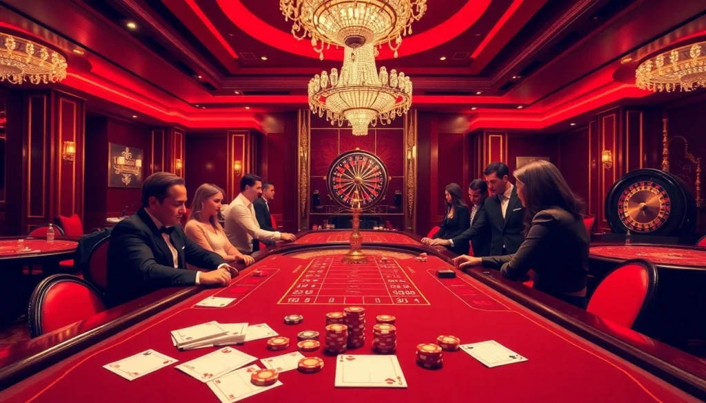 F168 casino players betting at an elegant Baccarat table with poker chips and slips.