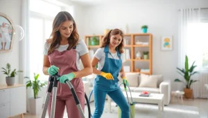 Enhance your home with our Cleaning service, featuring a dedicated team efficiently cleaning a bright space.