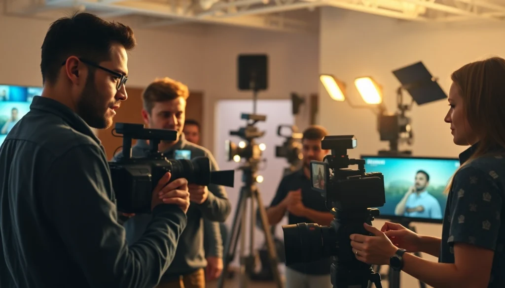 Showcasing a collaborative team for a Phoenix Video Production in a modern studio setting.