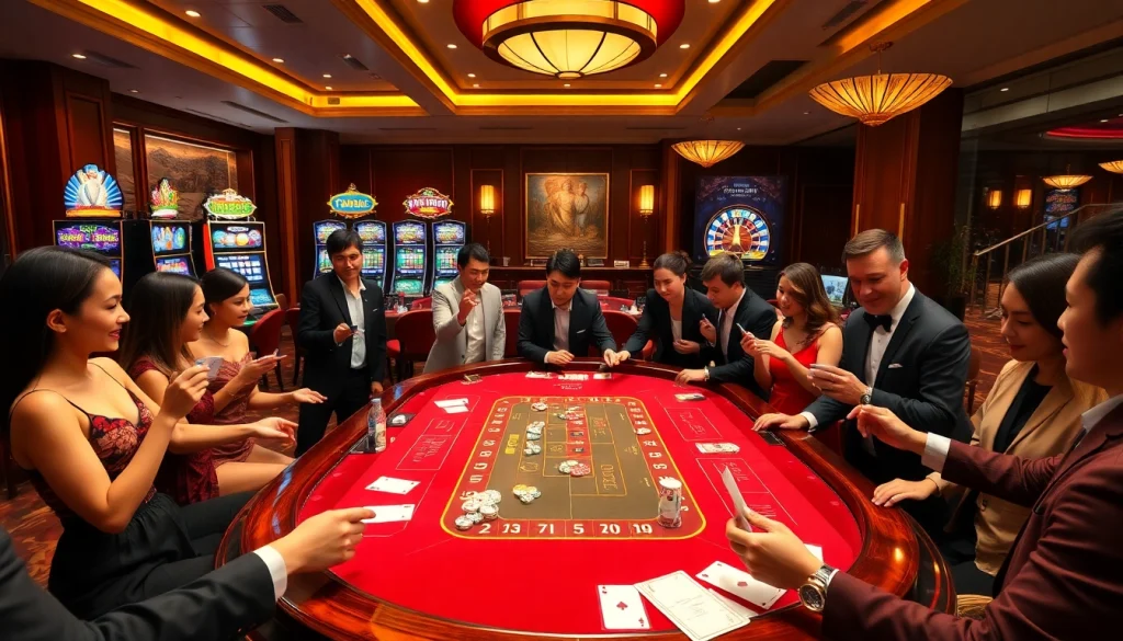 Engaging casino experience at 789win with players enjoying table games and slots.