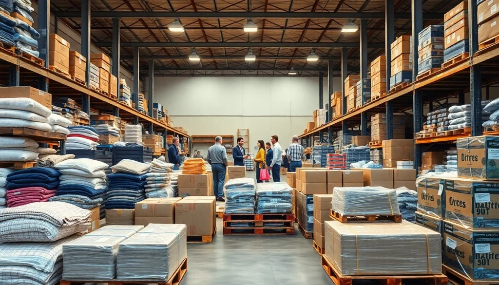 Engaging wholesale market setup showcasing products in bulk for efficient purchasing.