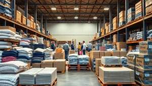 Engaging wholesale market setup showcasing products in bulk for efficient purchasing.