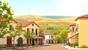 Captivating view of Clarksburg, CA, featuring local architecture amidst scenic vineyards.