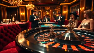 Experience the thrill of high-stakes gambling with Lc88 at a luxurious casino roulette table.