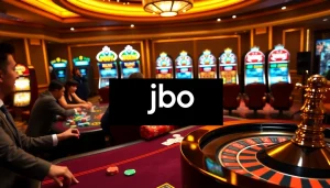 Engaging poker players at a luxurious casino table with jbo-themed elements.
