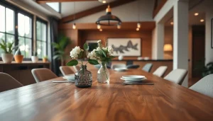 Elegant dining table set up in a cozy dining room highlighting Dining tables.