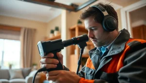 Scotland Leak Detection technician inspecting pipes with advanced tools in a residential setting.