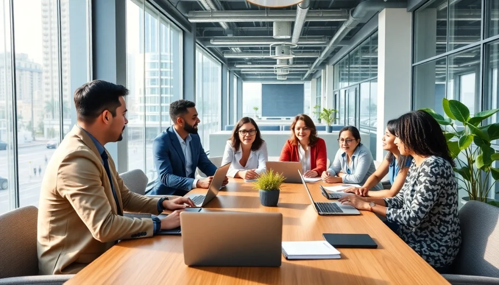 Engaged team discussing key Business strategies in a modern office setting.