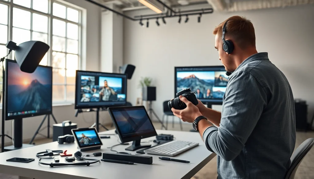 Enhance your photos with http://aiphotoenhancer.pro's powerful tools in a vibrant studio.