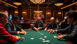 Lương Sơn TV offers an exciting view of professional gamblers at a luxury casino poker table.